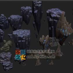 礦洞石頭 3D模型合集