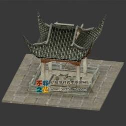 中國風(fēng)飛檐石亭子模型