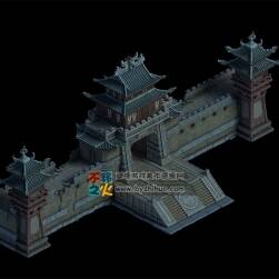 古代城門 城墻  帶燈光材質(zhì) 高質(zhì)量max模型