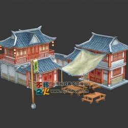 中國(guó)風(fēng)客棧模型