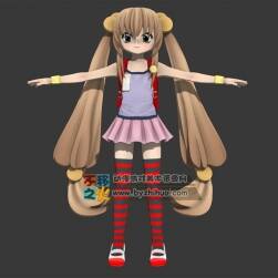 卡通 蘿莉 雙馬尾小女孩T-pose模型