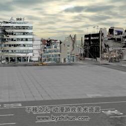 destroyed citty 被毀掉的城市場景模型 MAX/obj/3ds