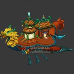 卡通中國風(fēng)樓船 模型
